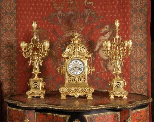 fig 1. **** SOLD **** Superb Antique French Clock Set - Japy Freres